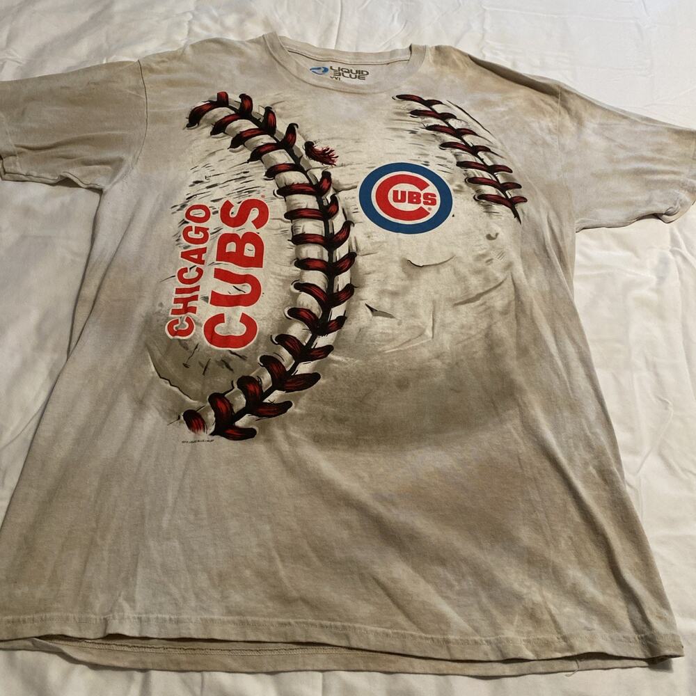 Chicago Cubs Liquid Blue T Shirt Men’s 2XL Graphic MLBP
